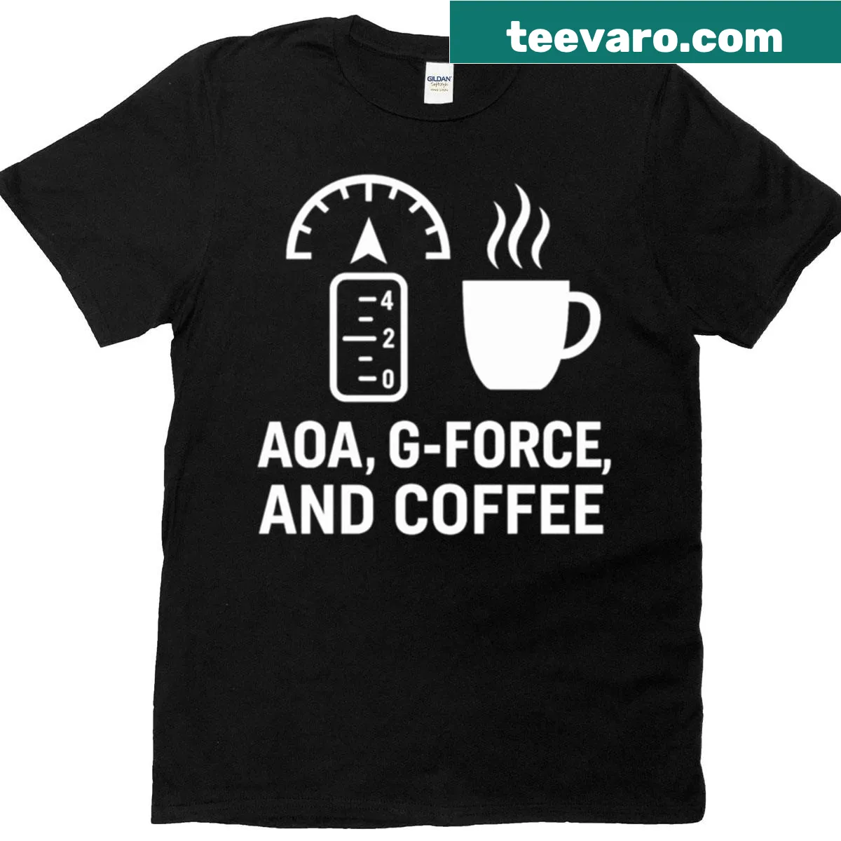T-shirt honoring Air Force pilots with 'G-force' and coffee design — on a men's t-shirt