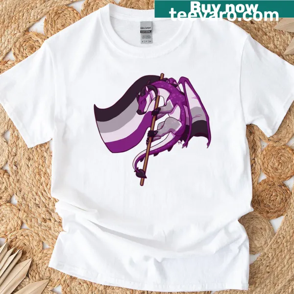 Dragon illustration entwined with asexual pride flag