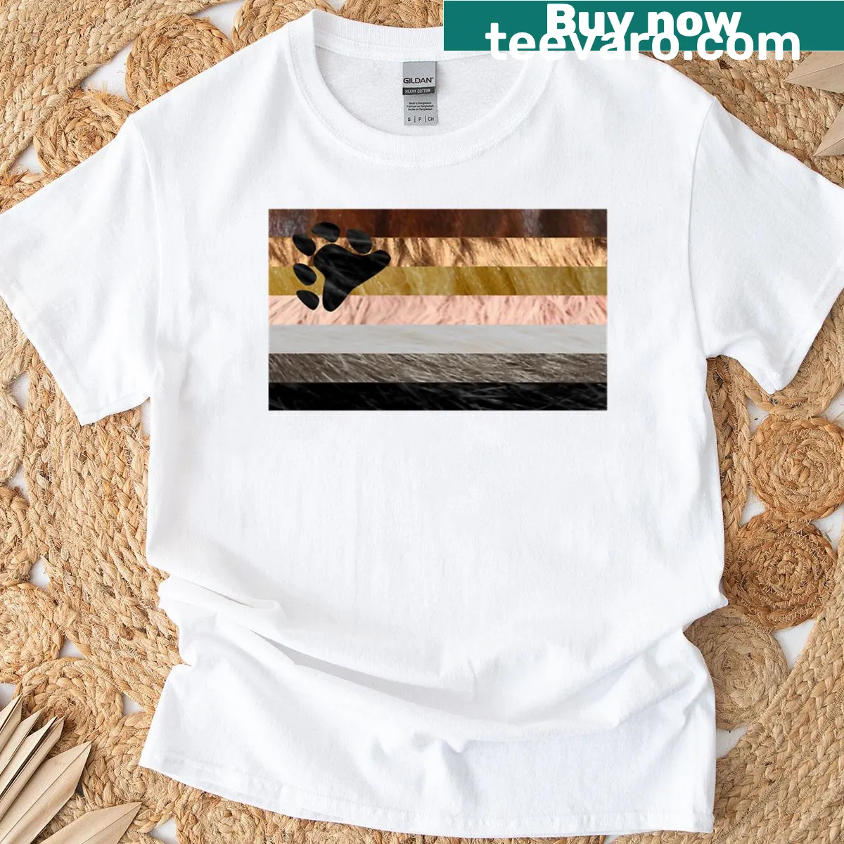 Bear Pride Flag t-shirt representing inclusivity and LGBTQ+ support — on a men's t-shirt