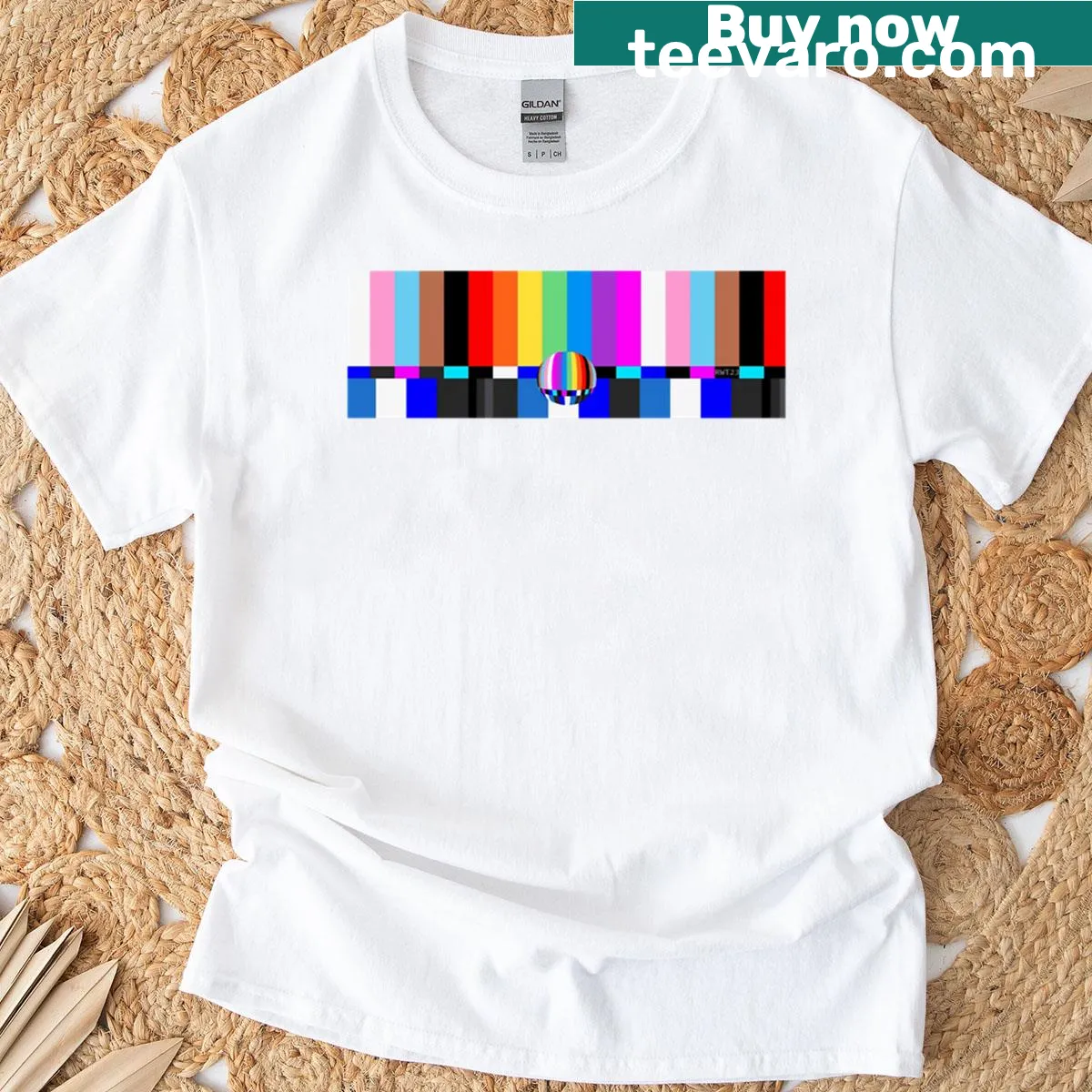 Typographic T-shirt celebrating the Pride flag and Beyoncé's tour — on a men's t-shirt