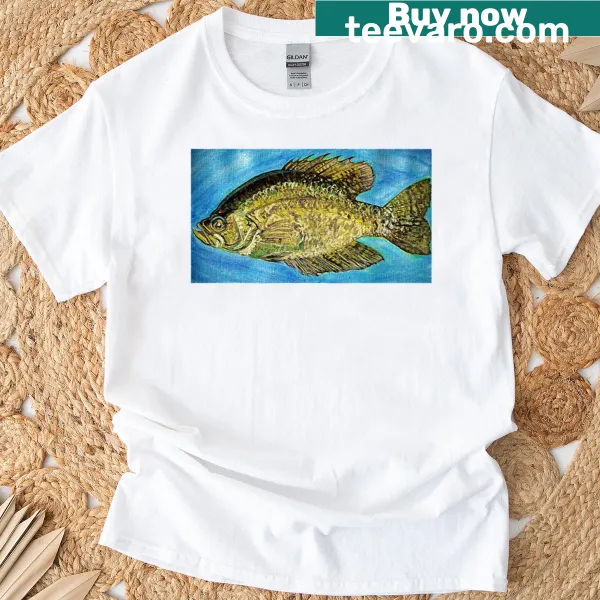 Watercolor illustration of a black crappie fish