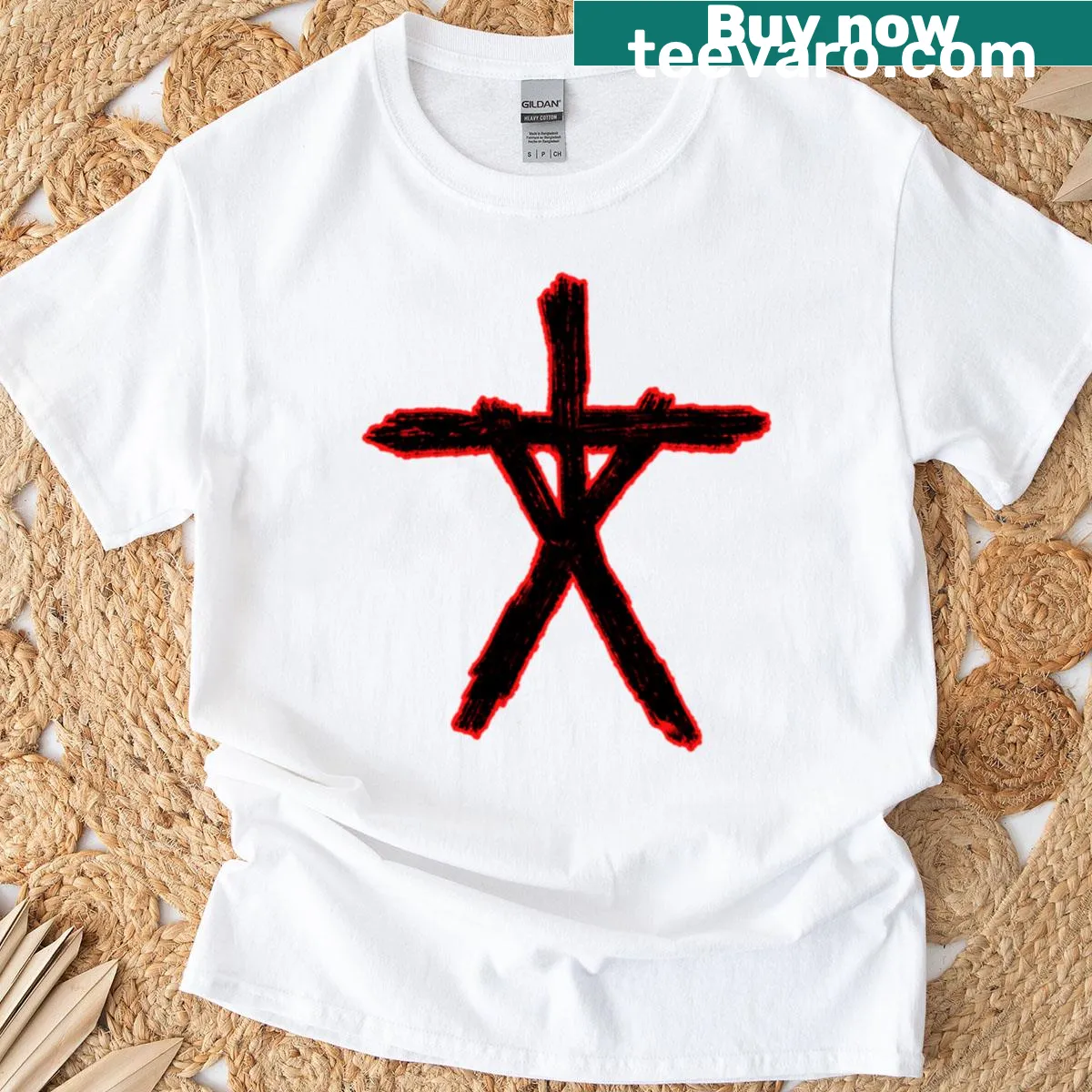Oversized t-shirt with the Blair Witch logo in black and red — on a men's t-shirt
