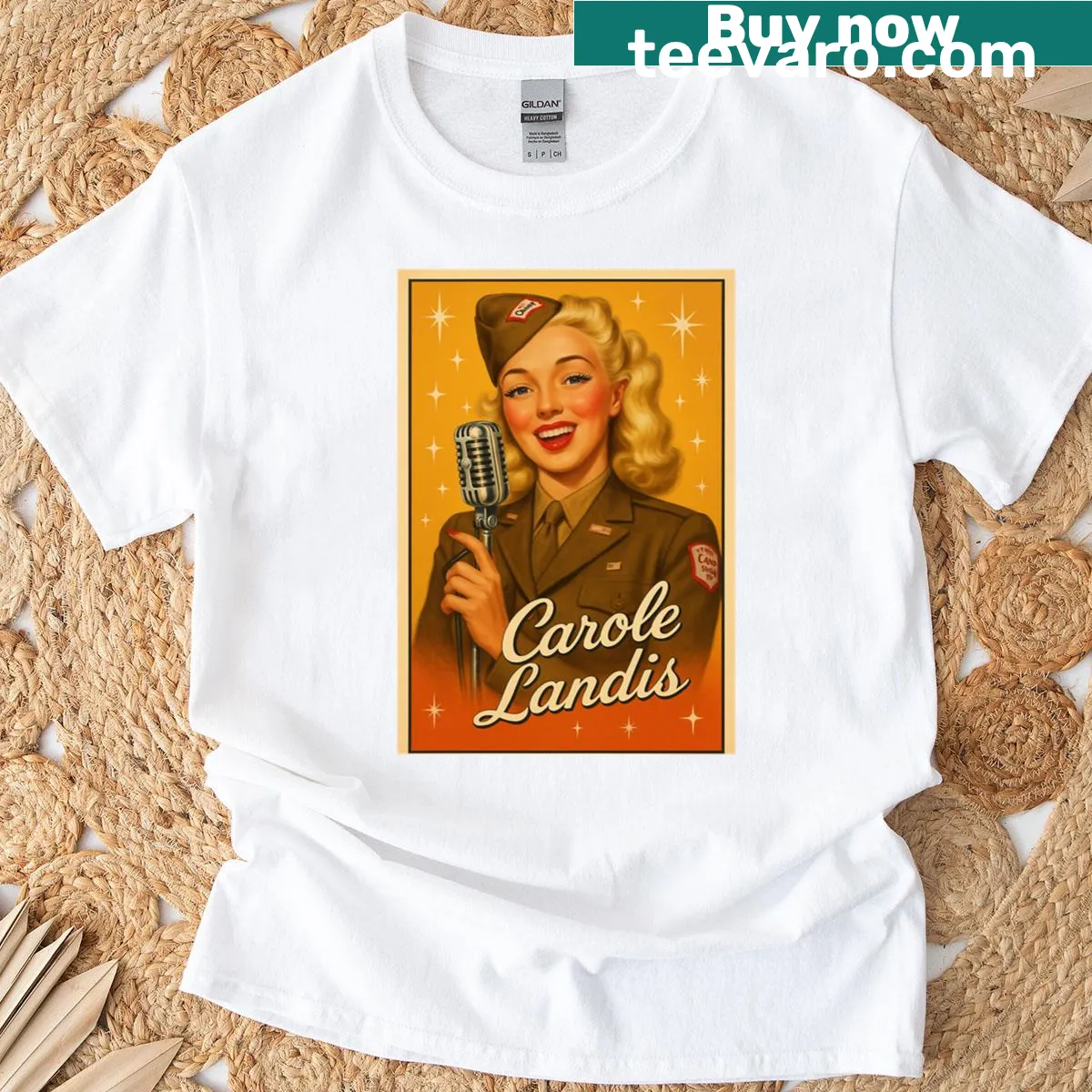 Vintage-style T-shirt honoring Hollywood legend Carole Landis — on a men's t-shirt