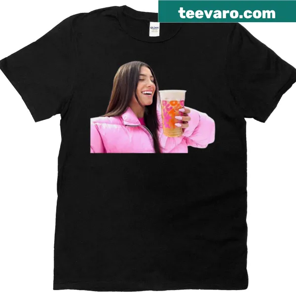 Artistic illustration of Charli D'Amelio on a trendy T-shirt