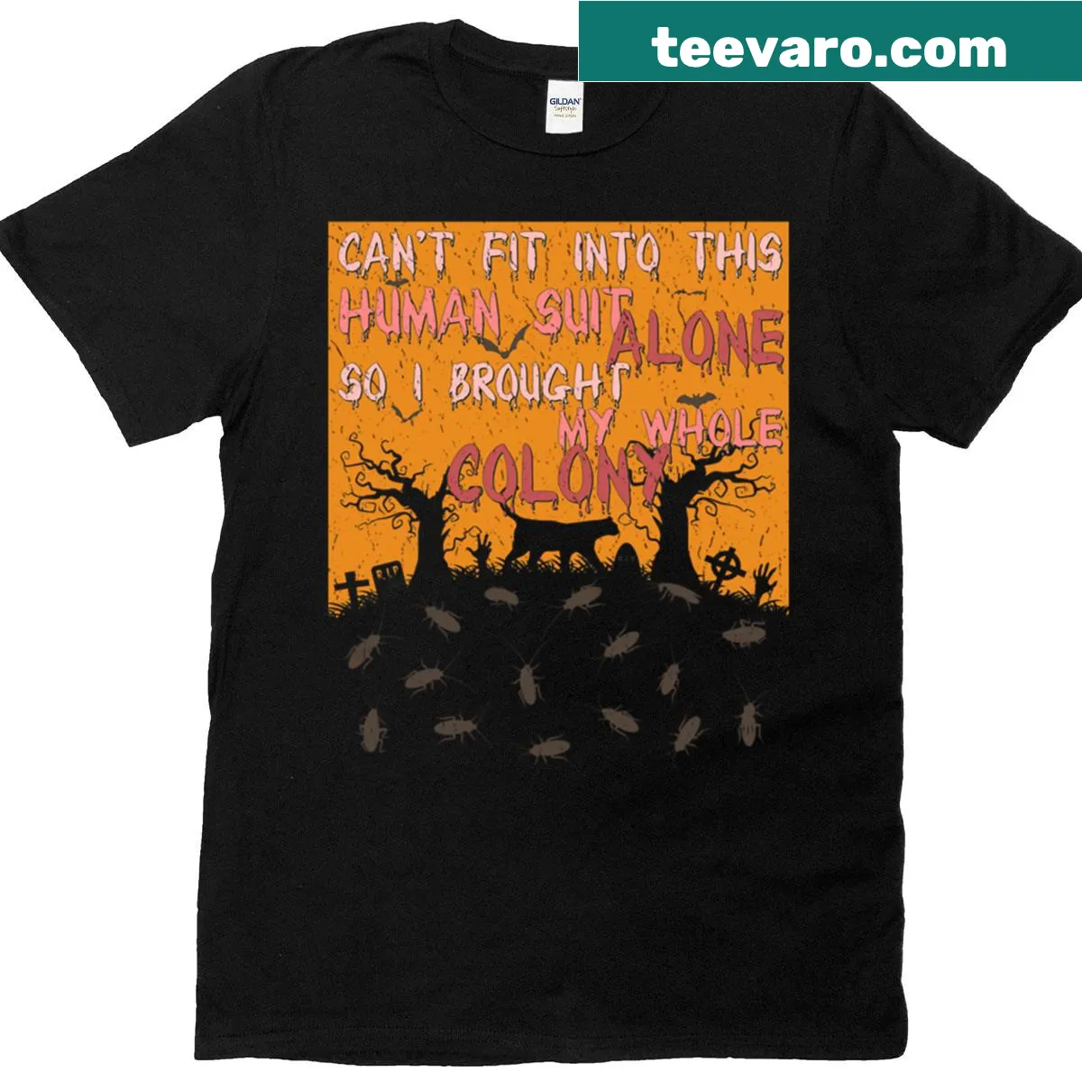 Vintage-style Halloween graphic on a spooky costume T-shirt — on a men's t-shirt