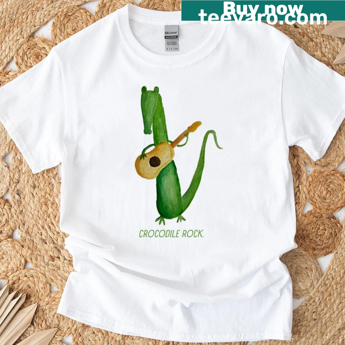 Fun T-shirt featuring a crocodile with a playful text — on a men's t-shirt