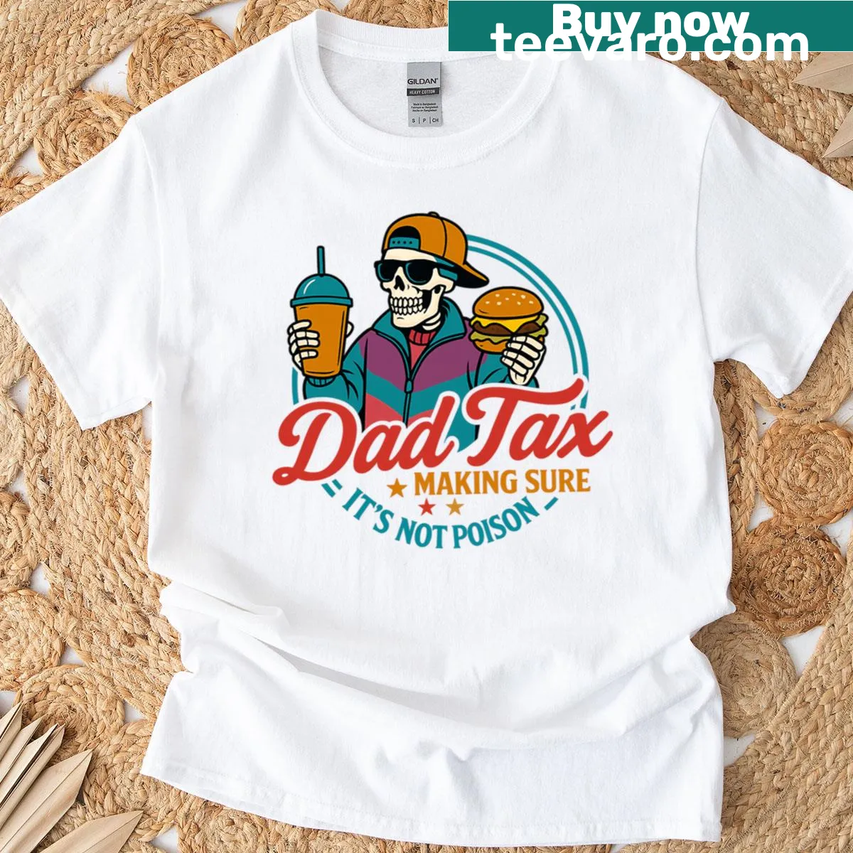 Funny Dad Tax T-shirt with humorous food quote — on a men's t-shirt