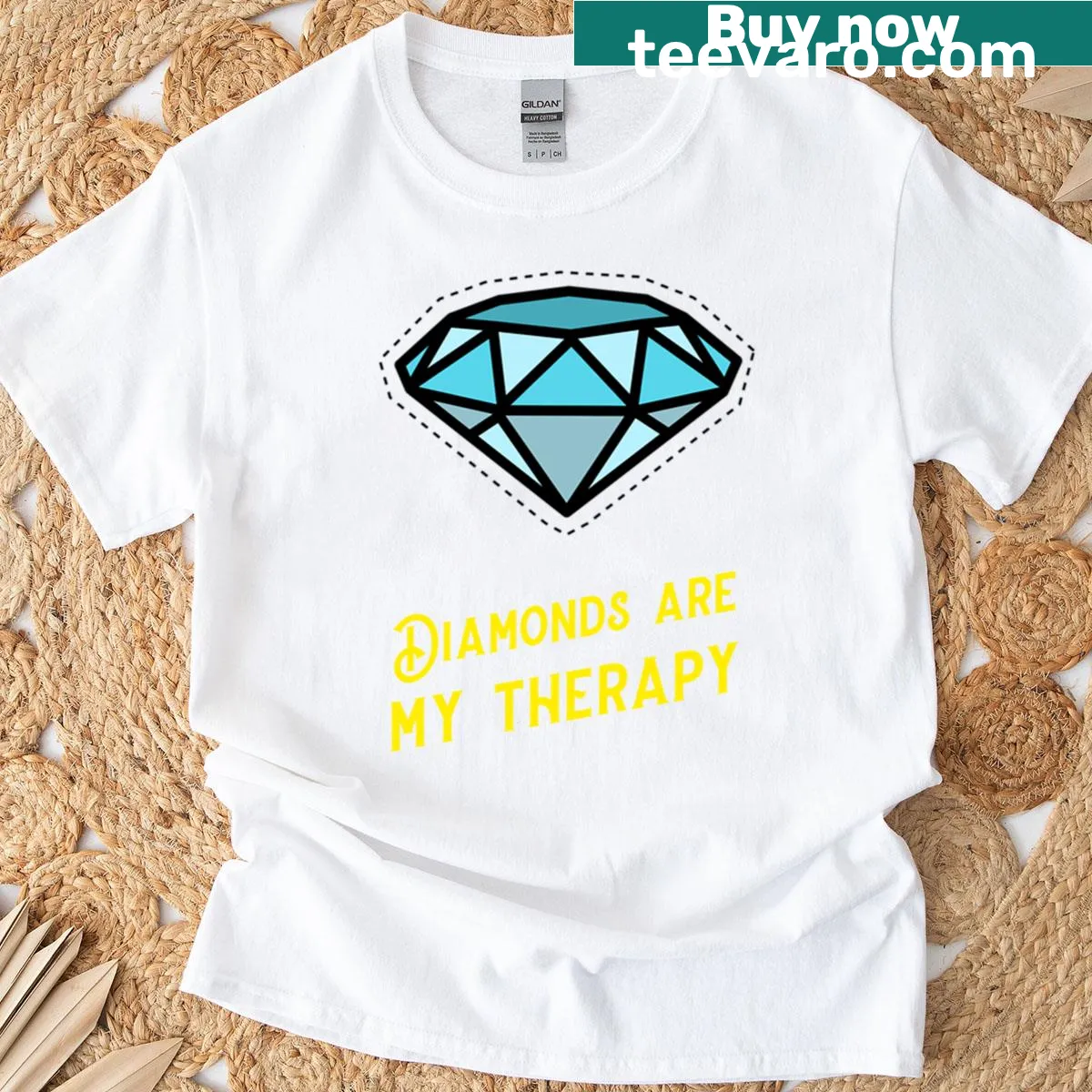 Diamonds Are My Therapy graphic T-shirt — on a men's t-shirt