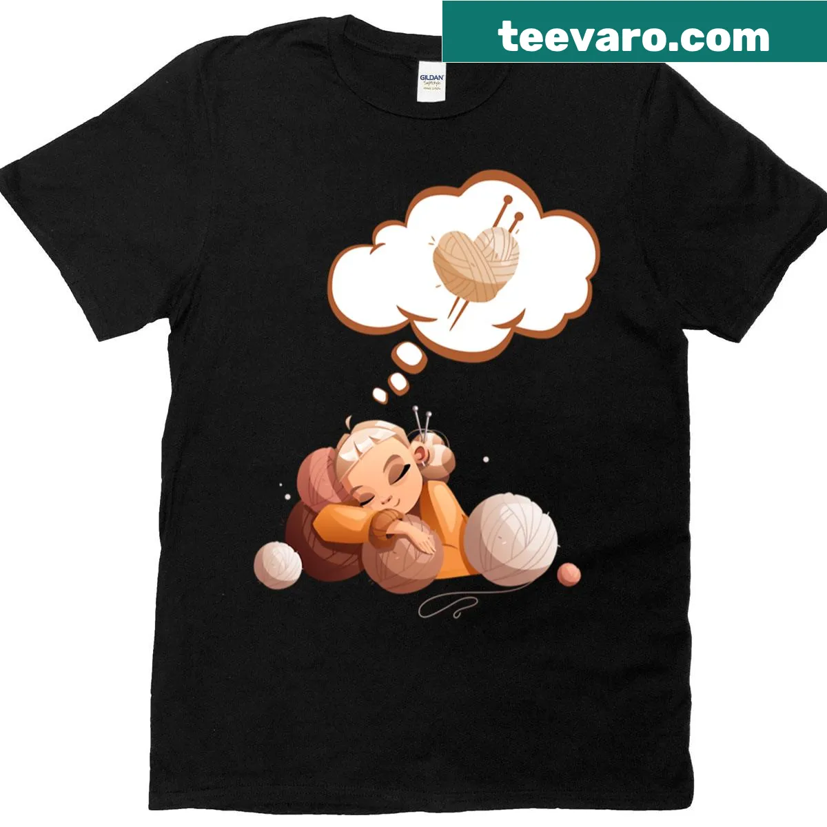 Oversized t-shirt featuring whimsical yarn ball graphic — on a men's t-shirt