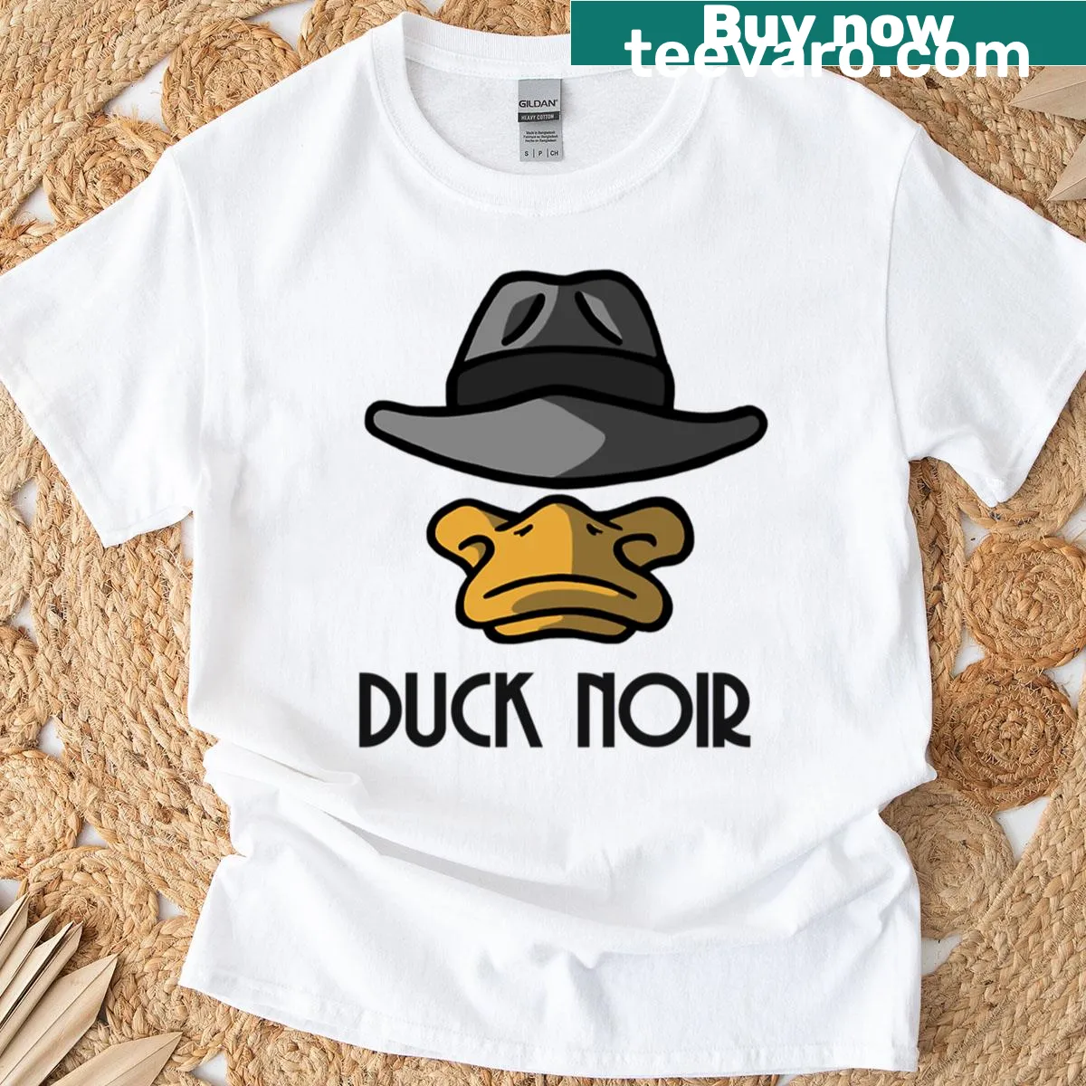 Illustration of a duck in a noir style on a t-shirt — on a men's t-shirt