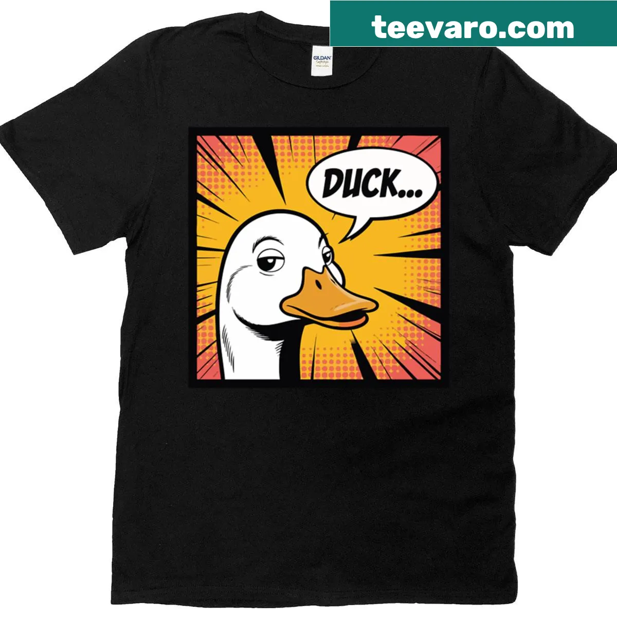 Quirky pop art design featuring duck facepalm on T-shirt — on a men's t-shirt