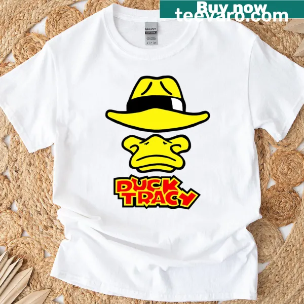 Illustrated T-shirt featuring a duck in a detective outfit