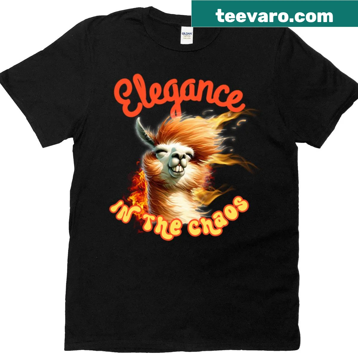 T-shirt with the phrase 'Elegance In The Chaos' in stylish typography — on a men's t-shirt