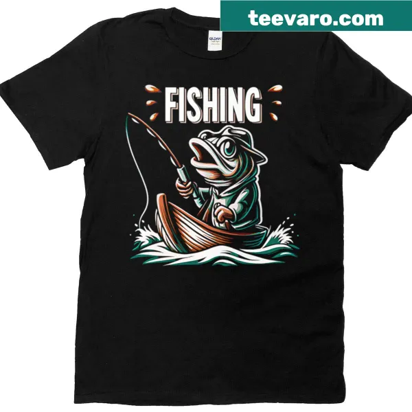 Text graphic design celebrating fishing on a casual t-shirt