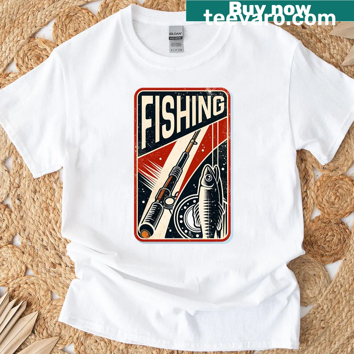 Playful fishing graphic on a casual T-shirt for fishing lovers — on a men's t-shirt