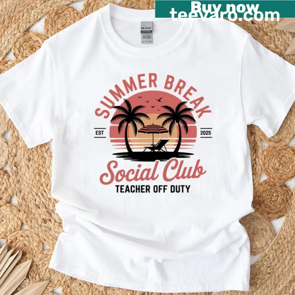 Oversized teacher off duty shirt with summer break graphic