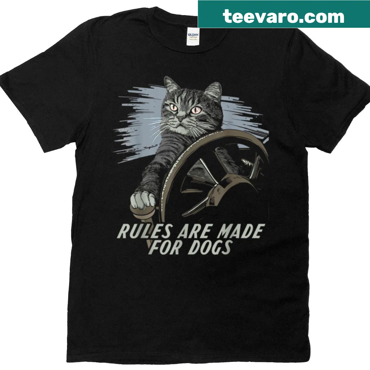 Cool cat meme design T-shirt with humorous text about cat lover rules — on a men's t-shirt