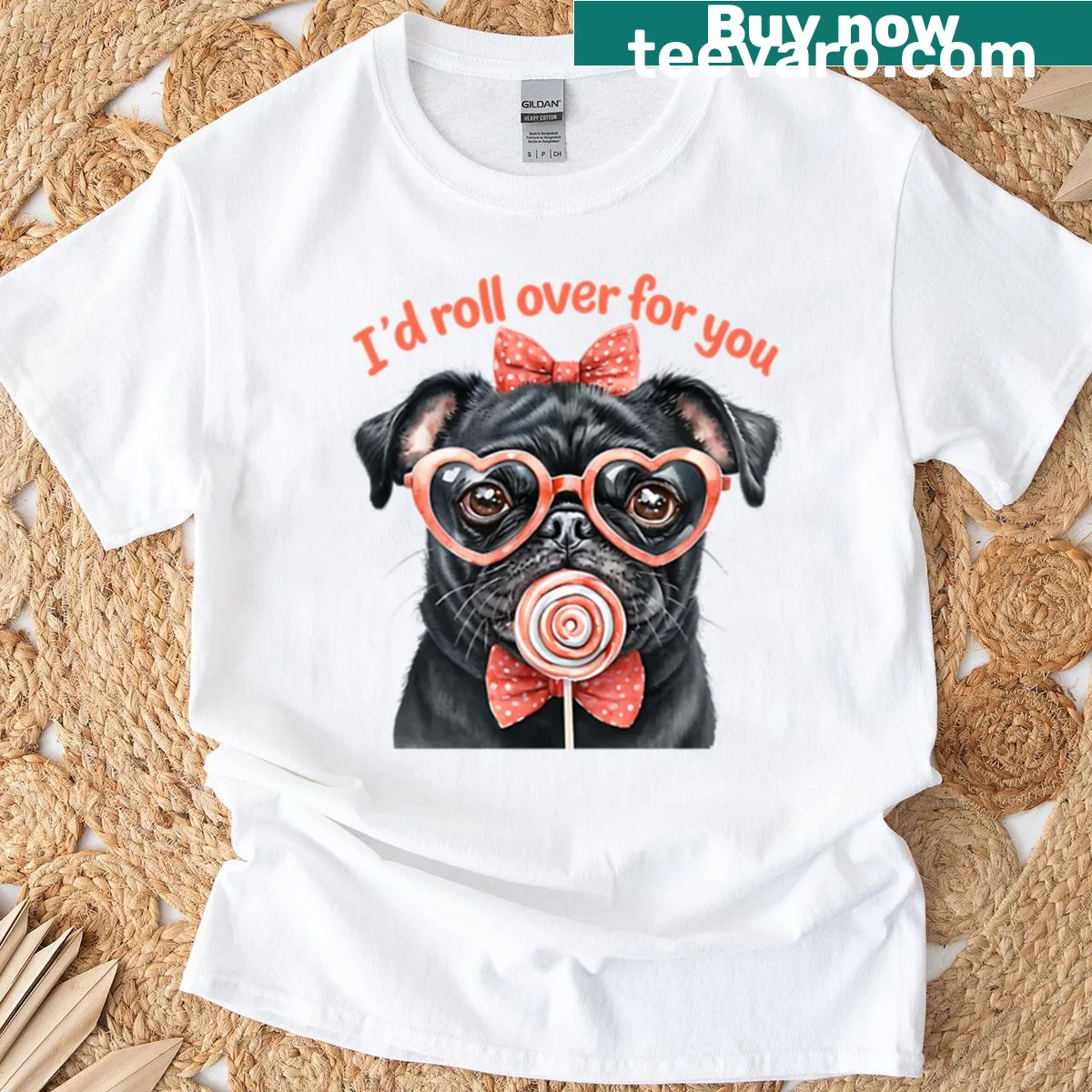 Oversized t-shirt with funny dog illustration and phrase — on a men's t-shirt
