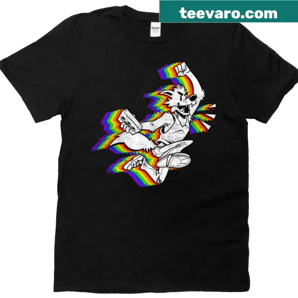 Rainbow brick design t-shirt celebrating furry pride