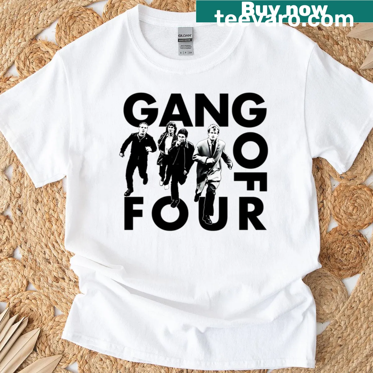 Vintage-inspired t-shirt honoring Gang Of Four band — on a men's t-shirt