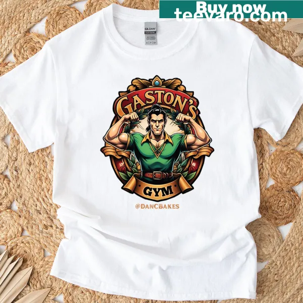 Gastons Gym T-shirt with a bold fitness graphic