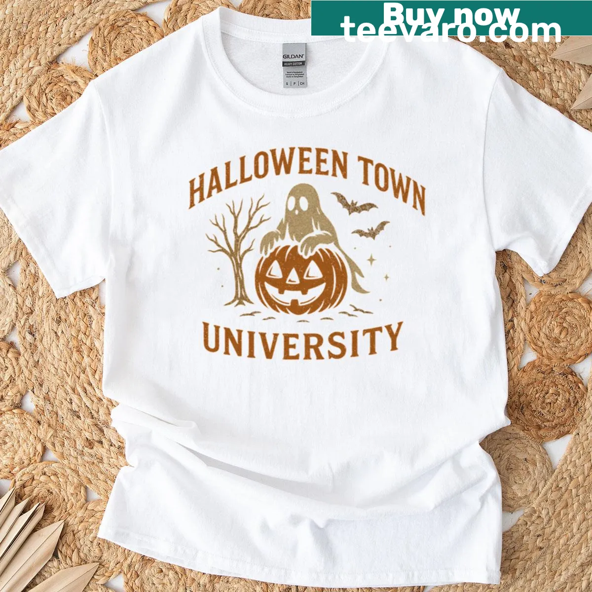 Friendly Spirit design T-shirt from Halloween Town University — on a men's t-shirt