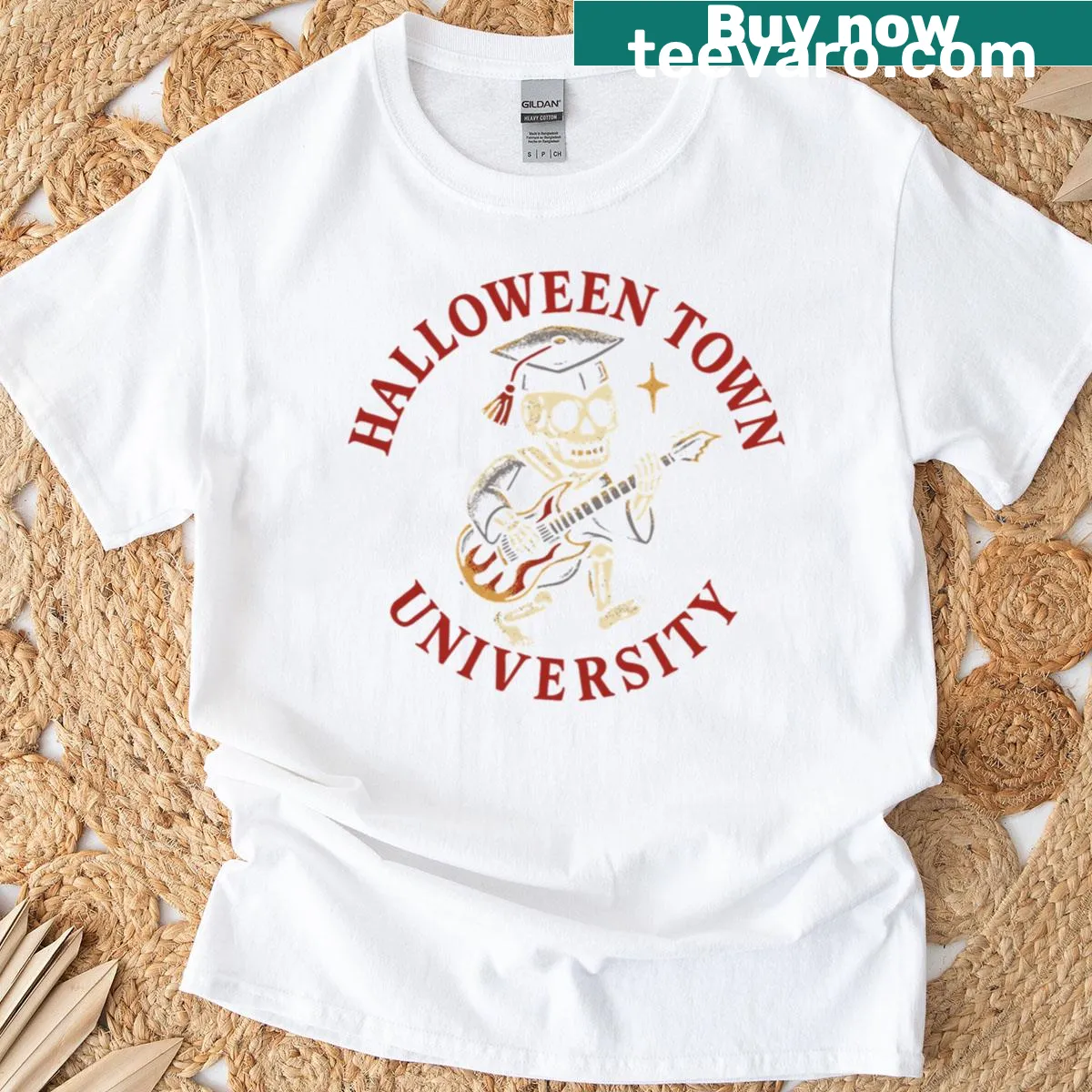 Graphic Halloween Town University Rock Grad T-shirt — on a men's t-shirt