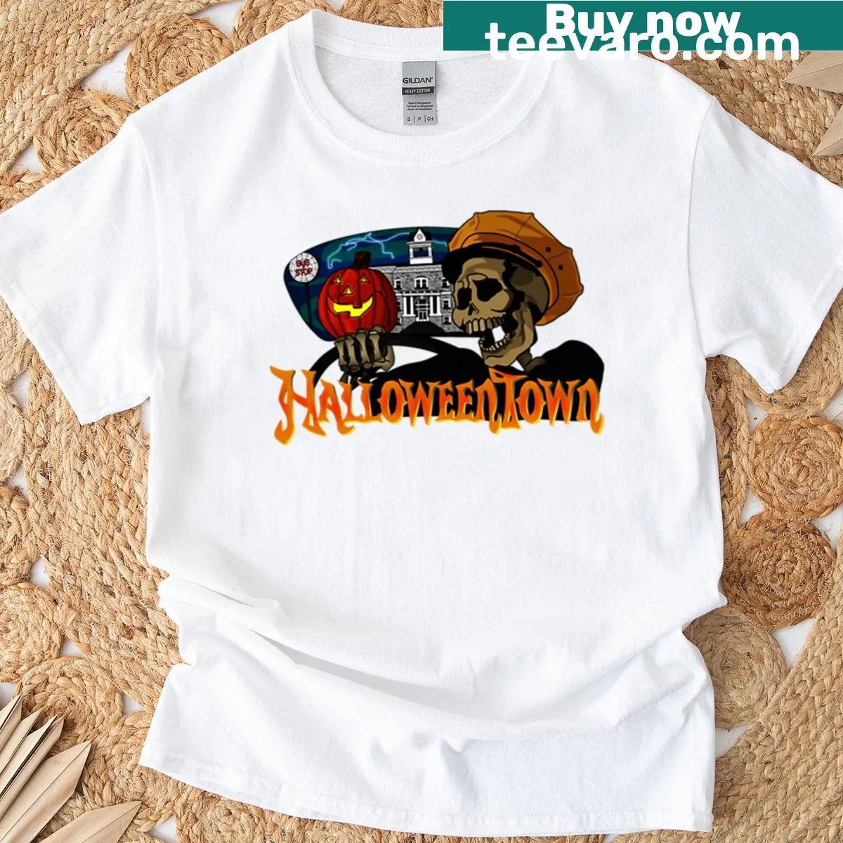 Halloweentown cab ride graphic t-shirt — on a men's t-shirt