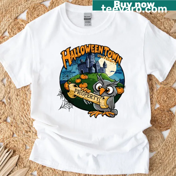 Owl design on a Halloweentown University T-shirt