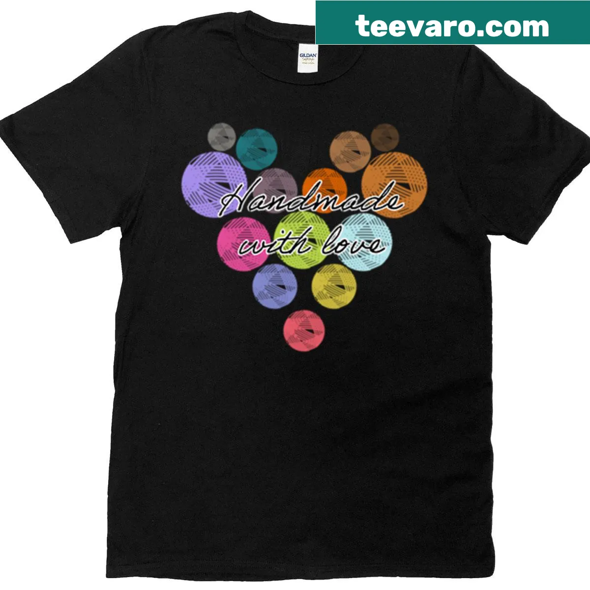 T-shirt featuring a heart design made from yarn, symbolizing handmade love — on a men's t-shirt