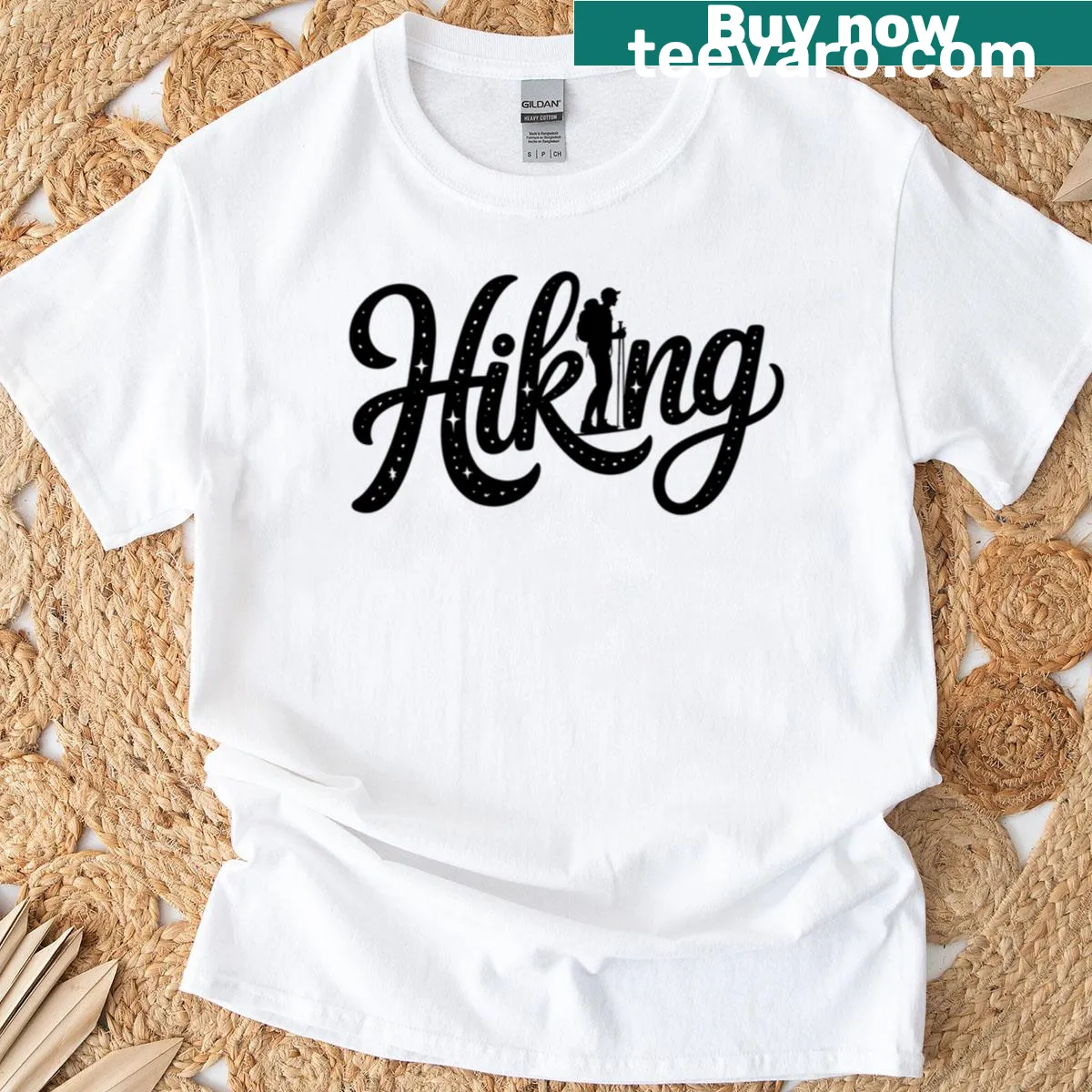Typographic hiking design t-shirt with inspirational text — on a men's t-shirt