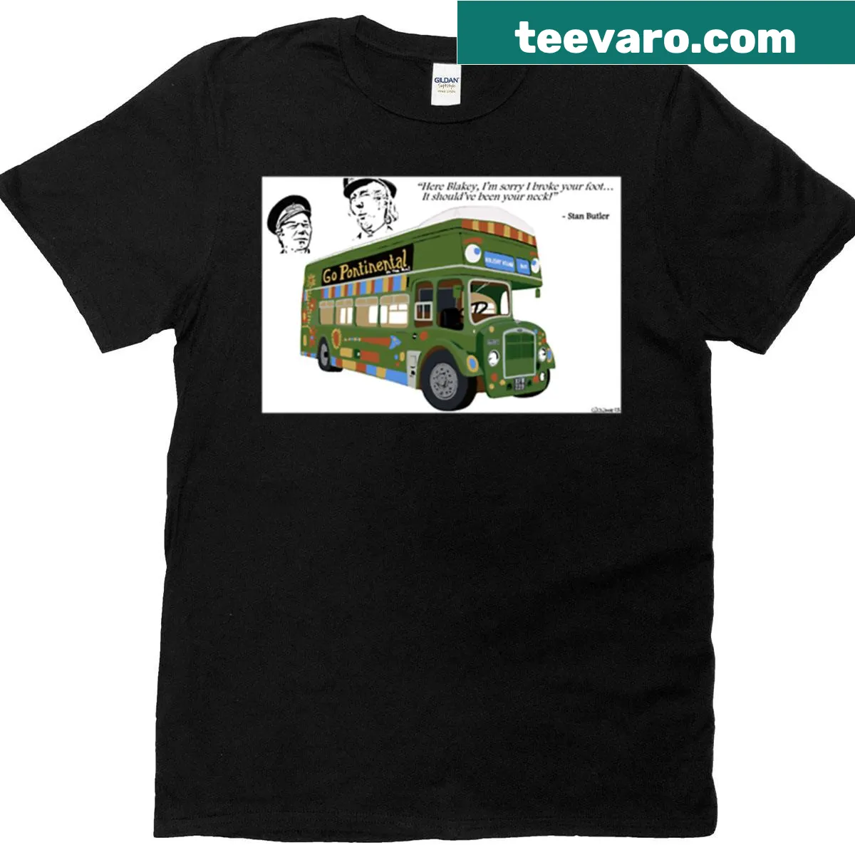 Illustrated Bristol Lodekka bus on a vintage-style t-shirt — on a men's t-shirt