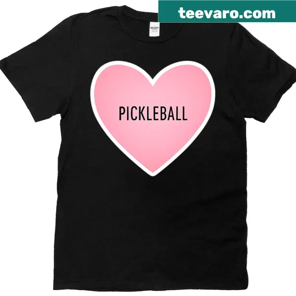 Heart graphic with 'I Heart Pickleball' text on t-shirt