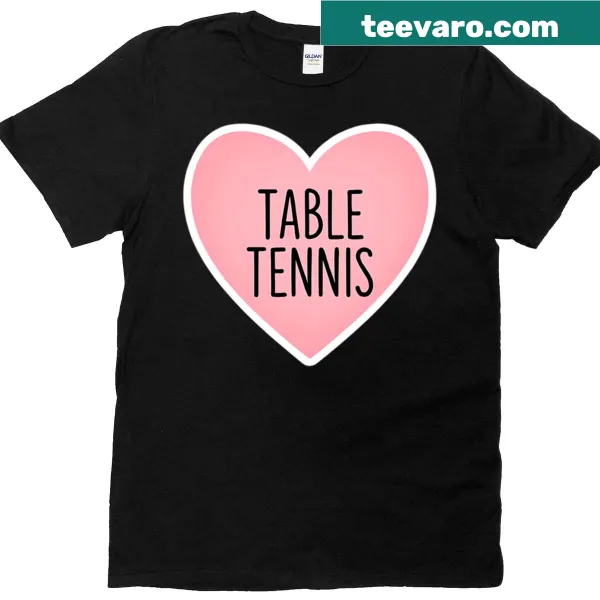 Bold graphic shirt featuring a heart design for table tennis lovers