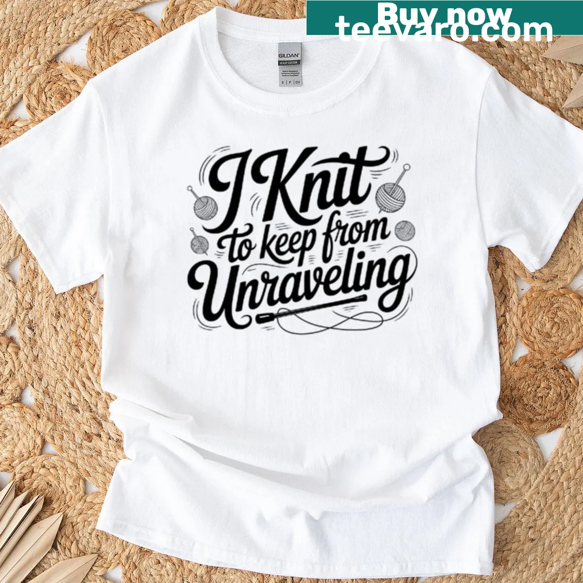 Clever knitting-themed phrase on a T-shirt. — on a men's t-shirt