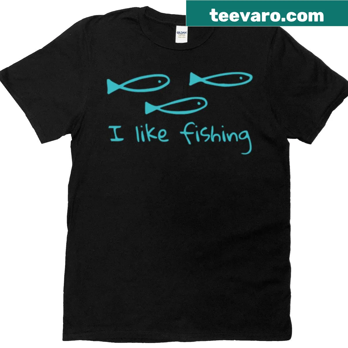 Boxy t-shirt with 'I Like Fishing' text for fishing lovers — on a men's t-shirt