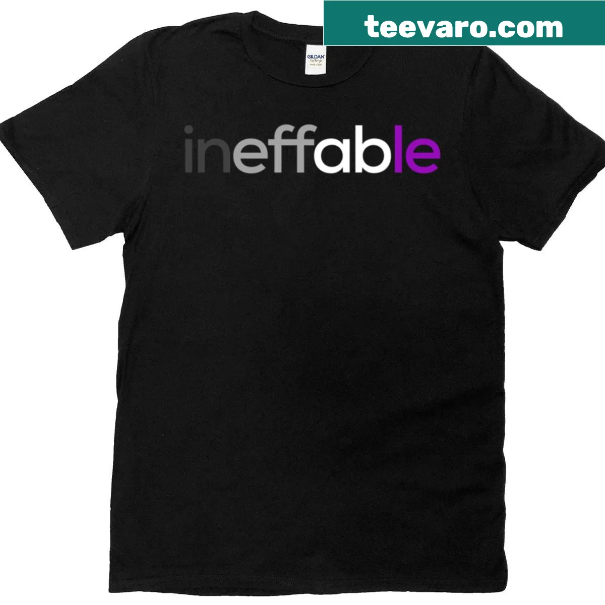 T-shirt with the word 'ineffable' representing asexual pride — on a men's t-shirt