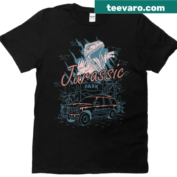 Illustrated T-shirt featuring the Jurassic Park logo