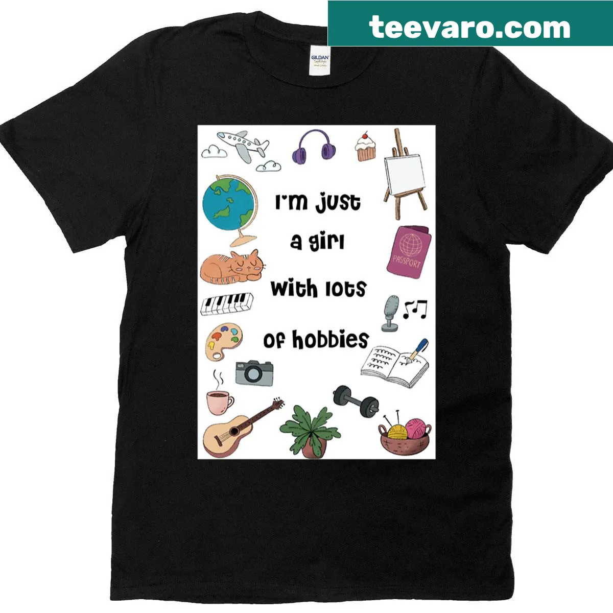 Oversized tee with the phrase 'Just A Girl With A Million Passions' and cute graphics — on a men's t-shirt
