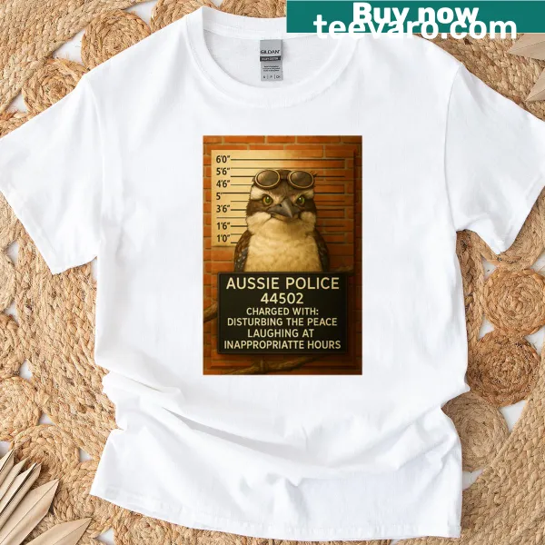 Cartoon kookaburra mugshot design on t-shirt
