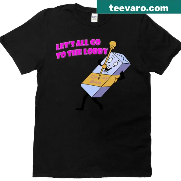 Retro tee with playful candy bar graphics inspired by classic cinema