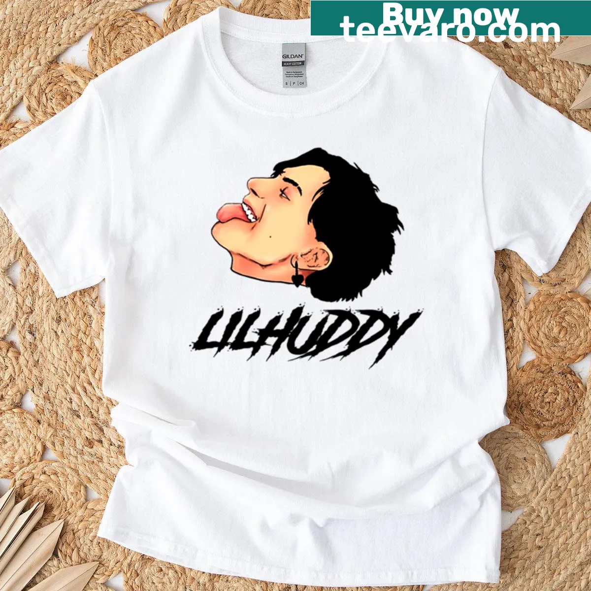 Funny T-shirt featuring a witty phrase associated with Lil Huddy — on a men's t-shirt
