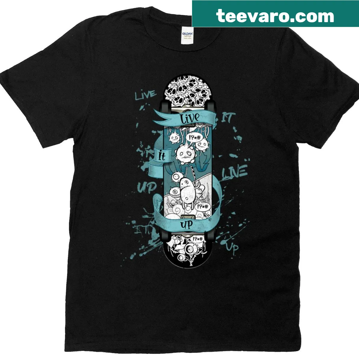Typography design stating 'Live It Up' on a t-shirt — on a men's t-shirt