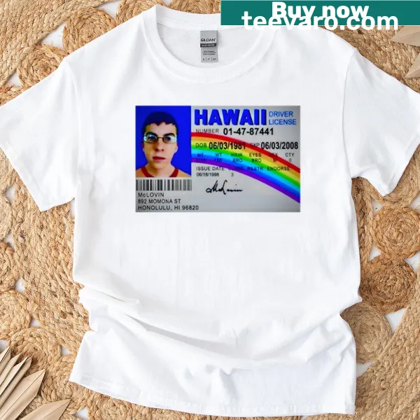 Oversized T-shirt with a playful graphic of McLovin from the film