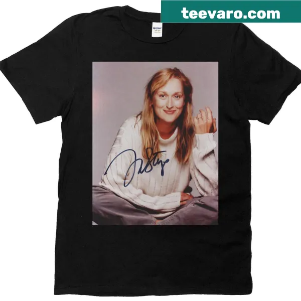 T-shirt featuring an illustration of Meryl Streep, honoring her legacy.