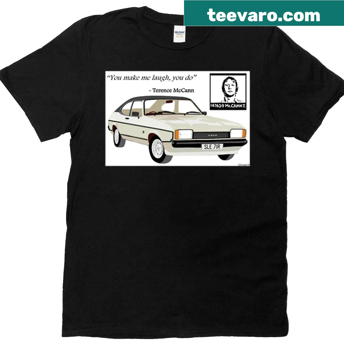 T-shirt featuring an illustration of Terry McCann from Minder — on a men's t-shirt