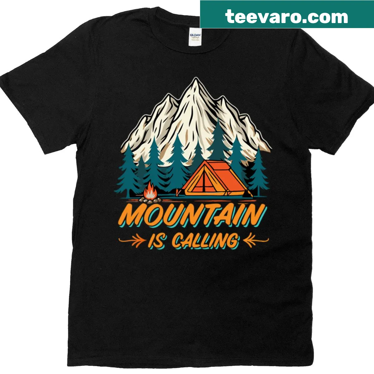 Vintage-style shirt with the phrase 'The Mountains Are Calling' — on a men's t-shirt