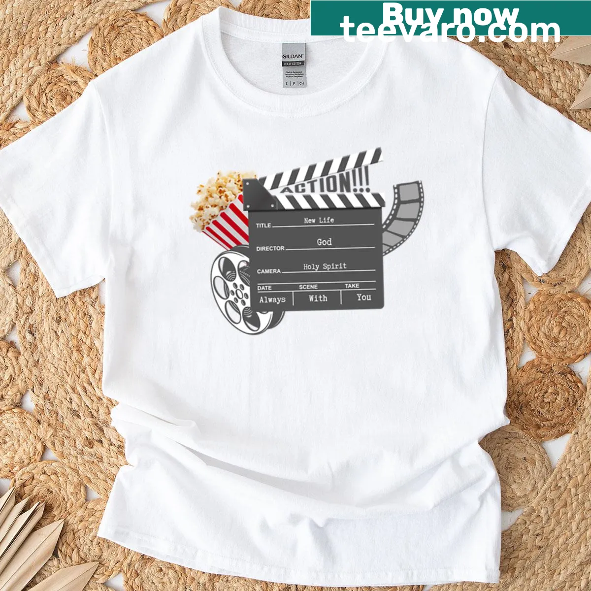 Inspirational T-shirt featuring typography about movies and life — on a men's t-shirt