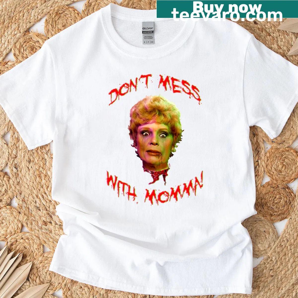 Bold T-shirt with 'Dont Mess With Momma' text — on a men's t-shirt
