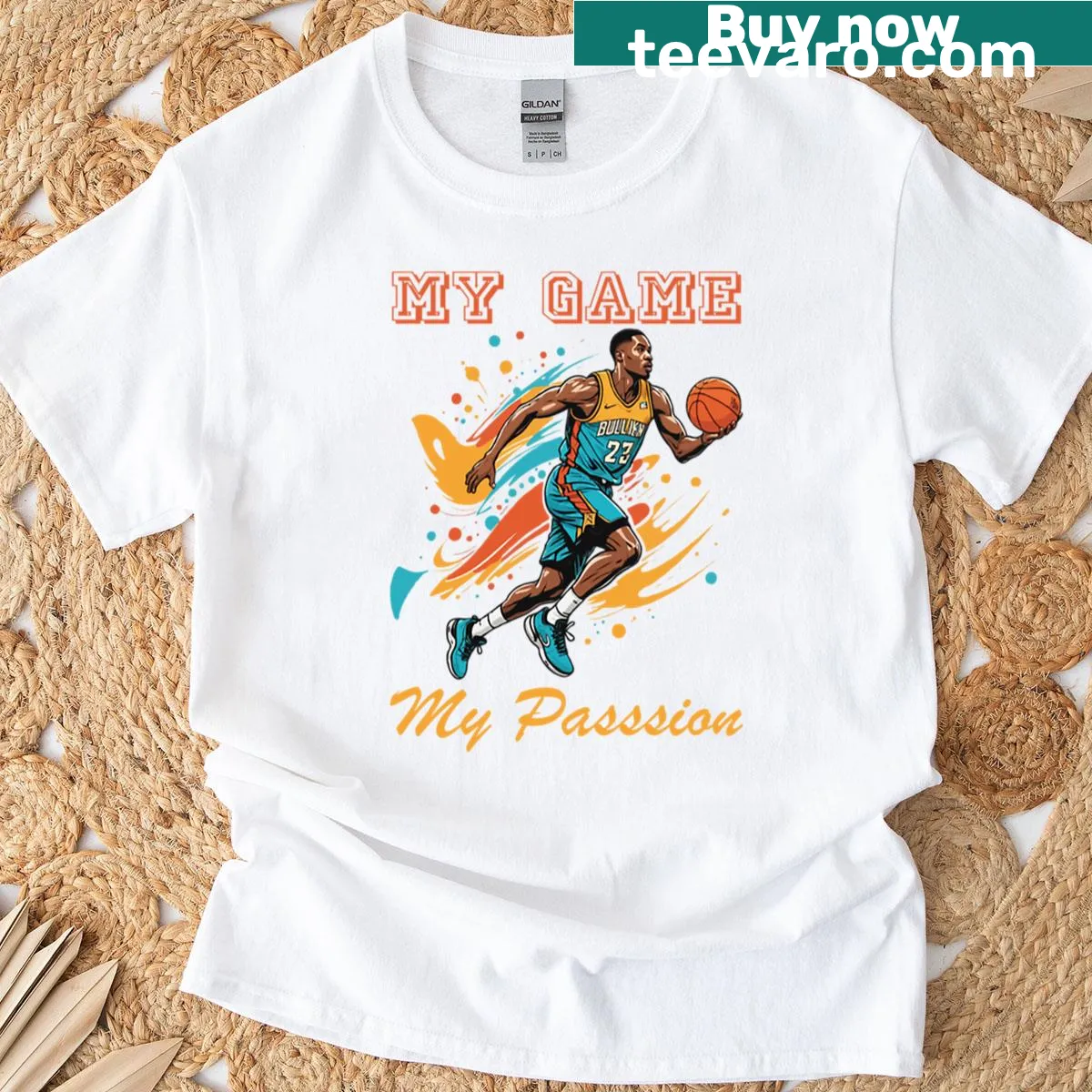 Text t-shirt that reads 'My Game' for basketball lovers. — on a men's t-shirt